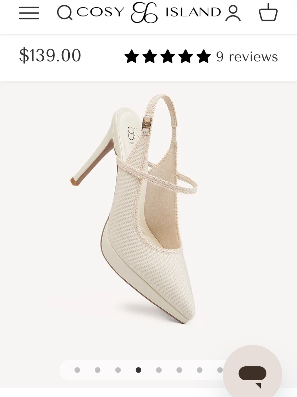 Cozy Island Cream Slingback Pointed-Toe Heel
